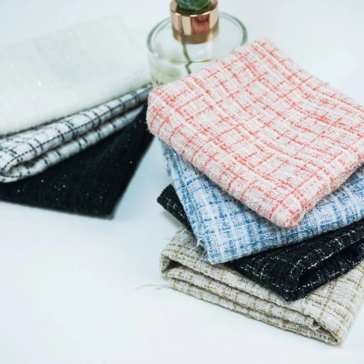 Замонавий тренддаги чўзиладиган твид мата – 10 йиллик тажрибага эга ишлаб чиқарувчидан юқори сифатли жун твид мата