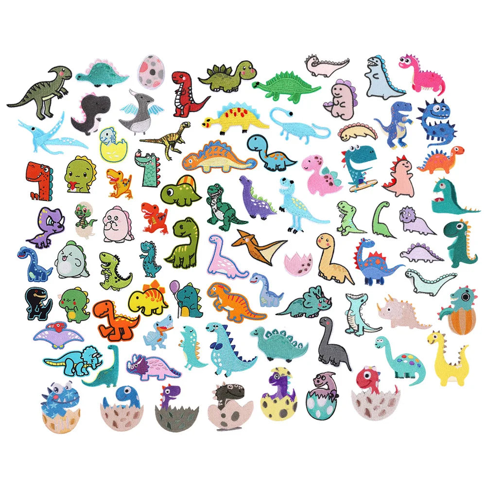 Яхши сифатли Каваии дизайнери мултфилм  динозавр  ўз-ўзидан ёпиштирувчи каштадўзлик болалар кийими ямоқлари аксессуарлари учун