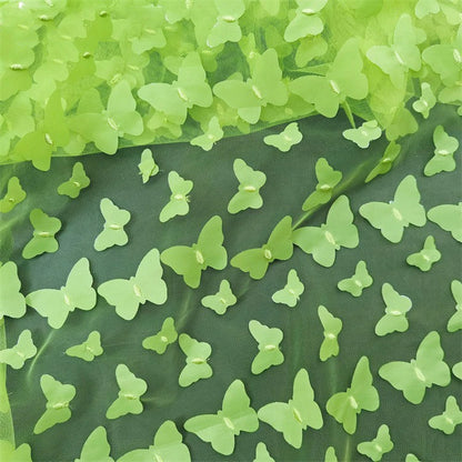 3D капалак нақшли кружев мата — лазер билан кесилган, тикима орқали безатилган зебо материал. Болалар кўйлаги ва байрам кийимлари учун мос