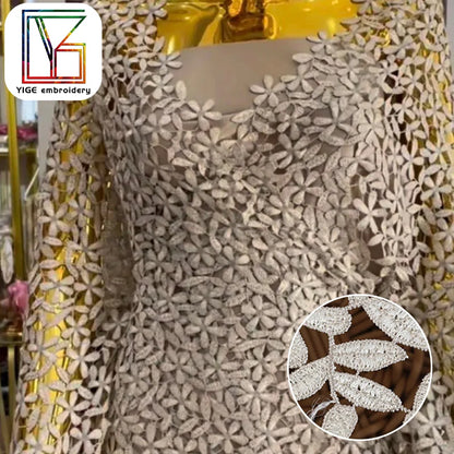 Юқори сифатли тўқима шнури тўрли гипур тўрли мато  сувда эрувчан дантелли мато кийим учун