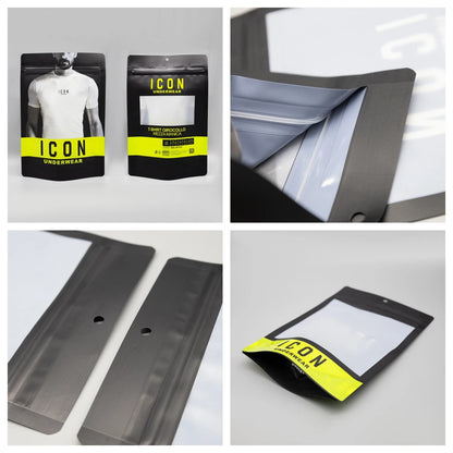 қайта ишланадиган зипперли ойначали пакет —  кийим-бош саноати учун мўлжалланган қадоқлаш қопчаси.