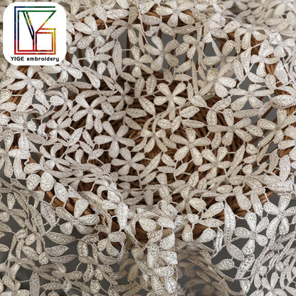 Юқори сифатли тўқима шнури тўрли гипур тўрли мато  сувда эрувчан дантелли мато кийим учун