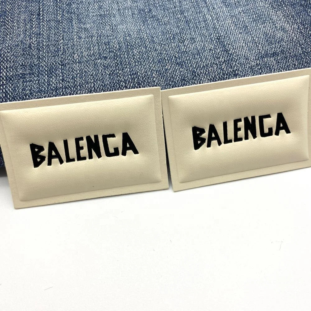 Жинси кийим сумкалари учун 3Д бўрттирма ПУ тери деним ёрлиғи бўртма ямоқ ямоқлари