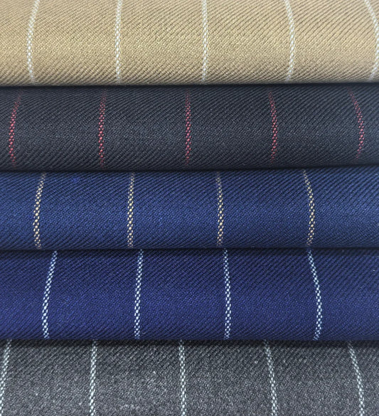 Юқори сифатли TR аралашма — ворстед меринос жуни ва полиэстердан тўқилган полосали мата. Эркаклар костюм ва пиджаклари учун