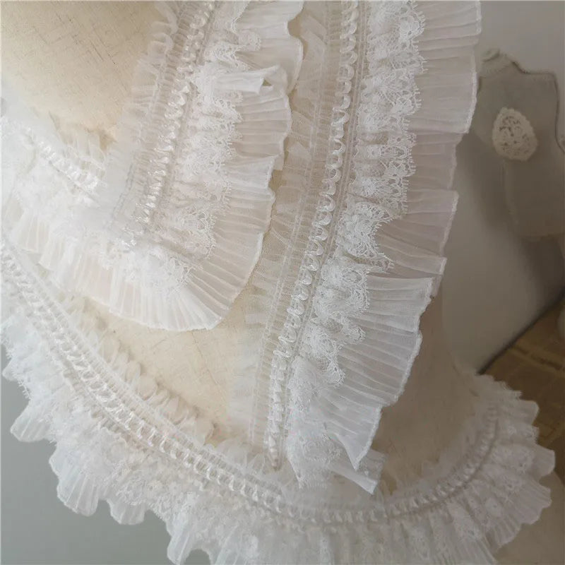 8СМ Кенг оқ 3Д дантелли апликация тикиш ёқа тасмали эластик жингалак трим кўйлак юбкалар бош кийим тикиш учун DIY гипур материаллари