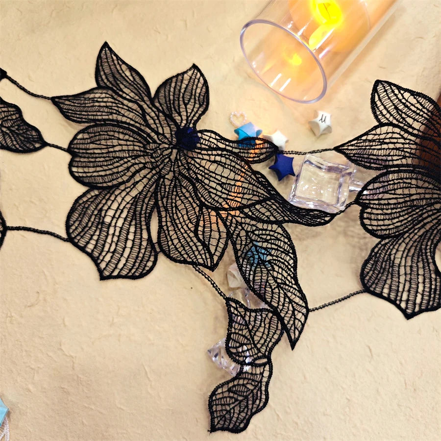 Оқ Полестер гуллар Гипур Швейтсария дантелли DIY лента безаклари