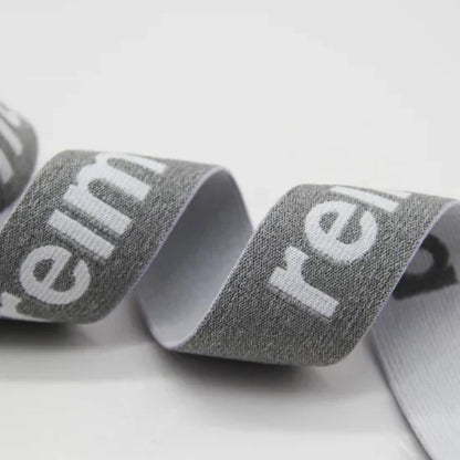 Неон рангли 100% полестер жаккардли эластик тасма логотипли, ички кийим ва кийим учун қайта ишланган эластик тасма