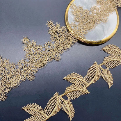 Кийимларни безаш учун янги келган олтин гипур каштадўзлик дантелли трим