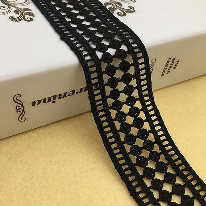 Пойафзал ва сумкалар учун махсус қора ва оқ гипур тўрли трим Эластик бўлмаган Полестер