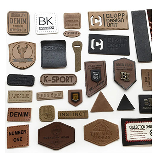 Махсус 2023 янги хусусий ЛОГО нақшли чарм ямалар юкхалта жинси шимлари ПУ ёрлиғи ва ҳақиқий чарм маркали ямоқ