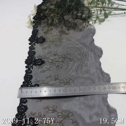 Олтин ипли каштадўзлик билан безатилган гулли Энсаже тўрли трим 20 см қора жингалак гипур гулли тўрли мато Аёллар ички кийими учун