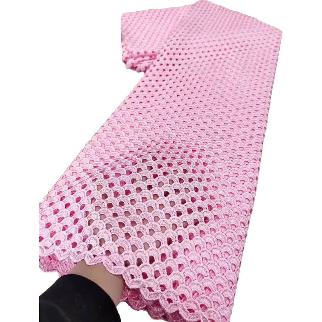 NI.AI Нигерия гипур дантел мато 2025 Юқори сифатли пушти Африка тўр сутли ипак каштадўзлик аёллар учун дантел мато