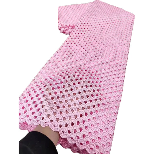 NI.AI Нигерия гипур дантел мато 2025 Юқори сифатли пушти Африка тўр сутли ипак каштадўзлик аёллар учун дантел мато