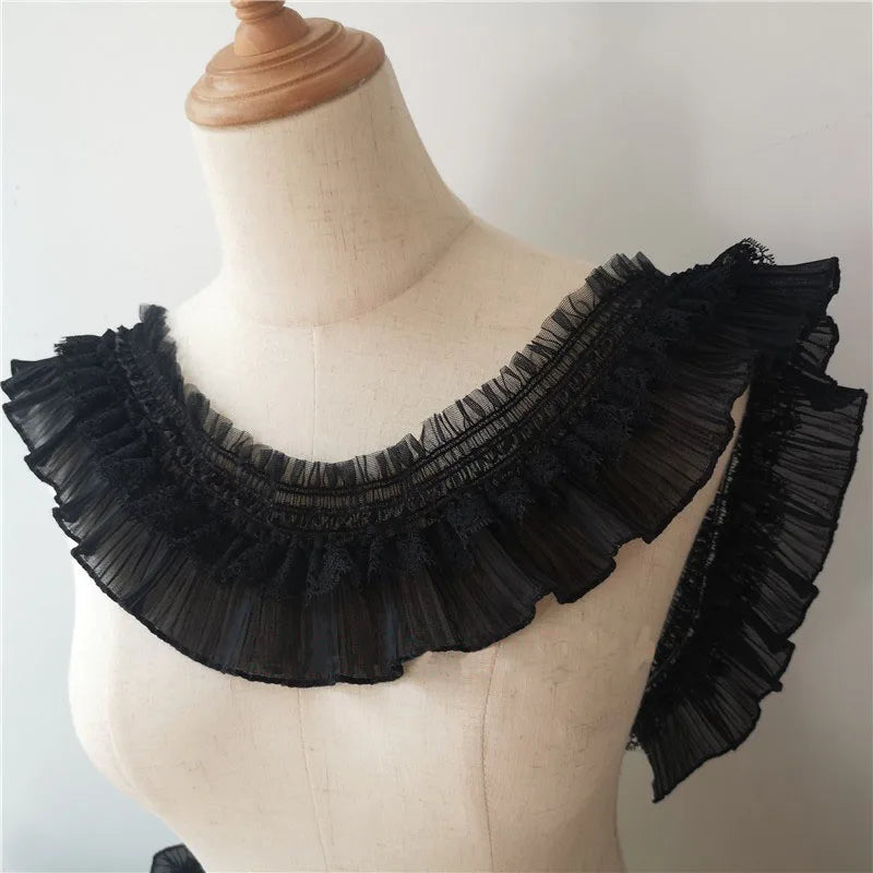 8СМ Кенг оқ 3Д дантелли апликация тикиш ёқа тасмали эластик жингалак трим кўйлак юбкалар бош кийим тикиш учун DIY гипур материаллари