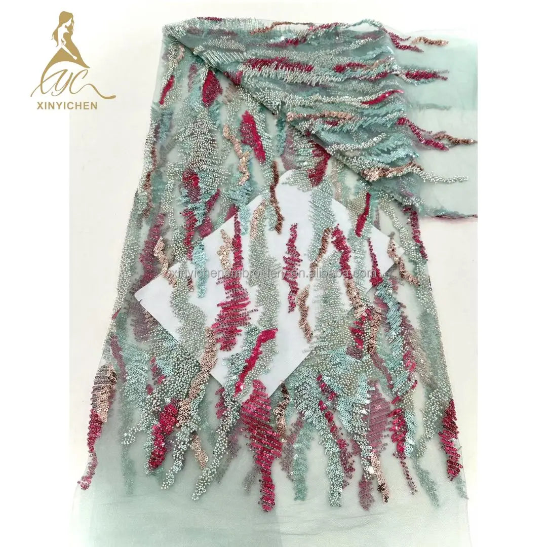 Юқори сифатли гипур дантелли матолар паетли бонсуклар дантеллар аёллар либослари учун кашта тикилган матолар