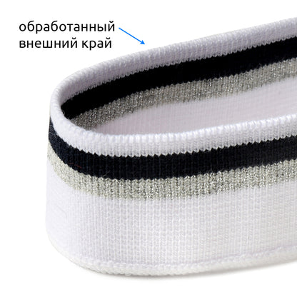 Оқ рангли чизиқли трикотажли подвяз манжет
